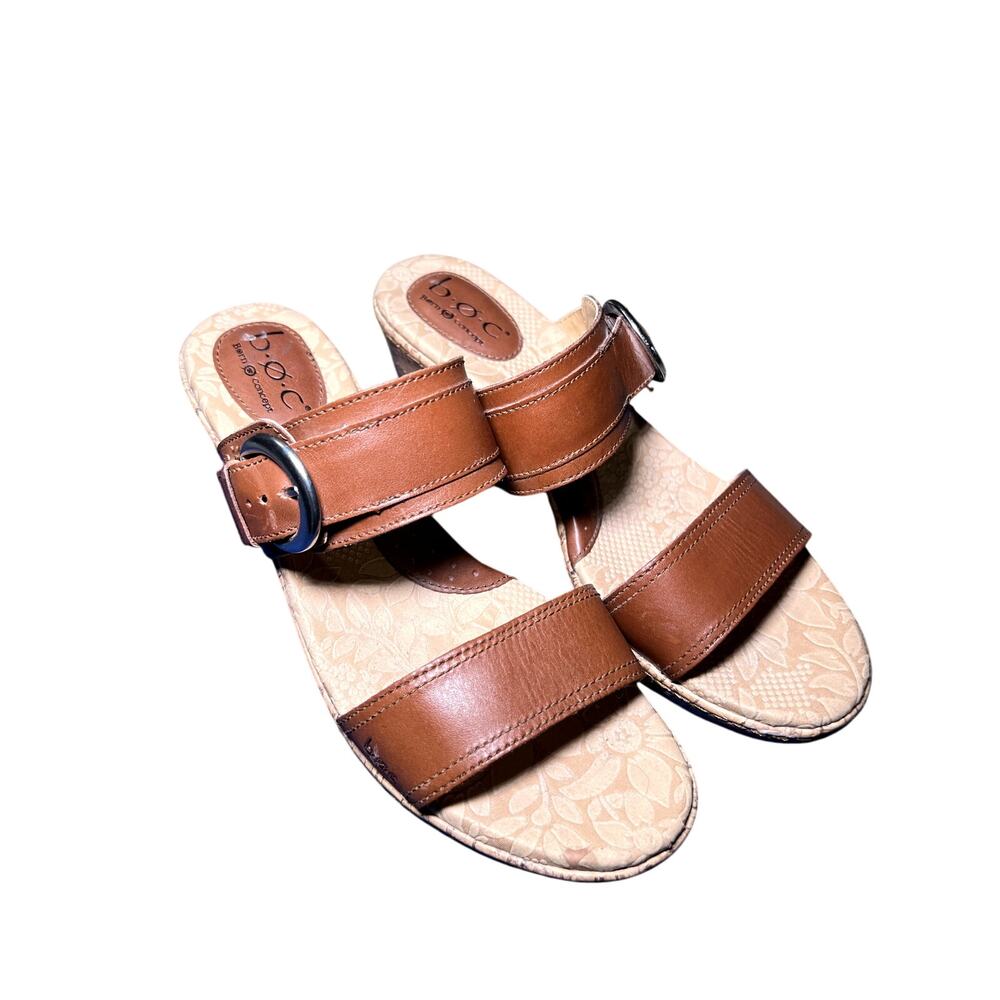 BOC brown buckle double strap cork wedge womens 9 preppy‎ classic party event
